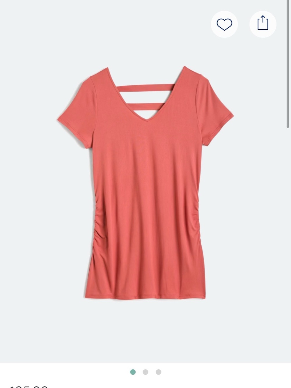 V-Neck Short-Sleeve Tee with Double Back Straps in Coral 
Maternity